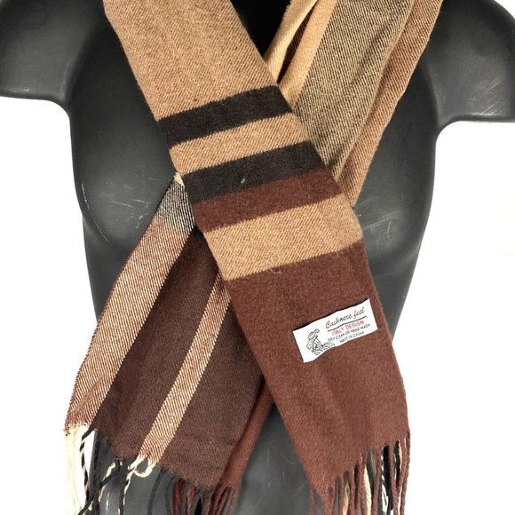BROWN GRID PRINT SCARF - Picture 2 of 2